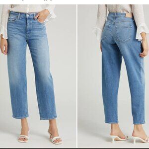 NWT Paige Alexis High Rise Ankle Barrel Leg Jeans Exhibition Distressed Size 26